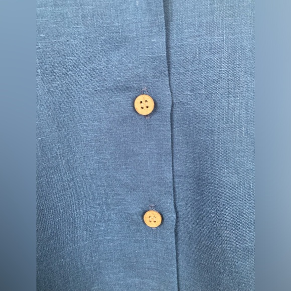 Naked & Famous Camp Collar Shirt - French Linen Fine Canva - Blue - Picture 4 of 6